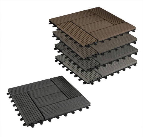 Rootz Premium WPC Click Tiles - Interlocking Tiles - Decking Tiles - Durable, Weather-Resistant, Easy Installation - 30cm x 30cm x 1.8cm