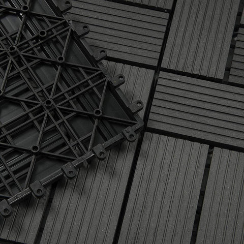 Rootz WPC Click Tiles - Outdoor Flooring - Deck Tiles - Durable, Easy Installation, Weather-Resistant - 30cm x 30cm x 1.8cm