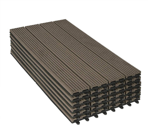 Rootz WPC Terrace Tiles - Decking Tiles - Outdoor Flooring - Durable, Easy Installation, UV-Resistant - 30cm x 60cm x 1.8cm