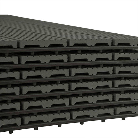 Rootz WPC Click Tiles - Terrastegels voor buiten - In elkaar grijpende tegels - Duurzaam, eenvoudige installatie, weinig onderhoud - 30 cm x 60 cm x 1,8 cm