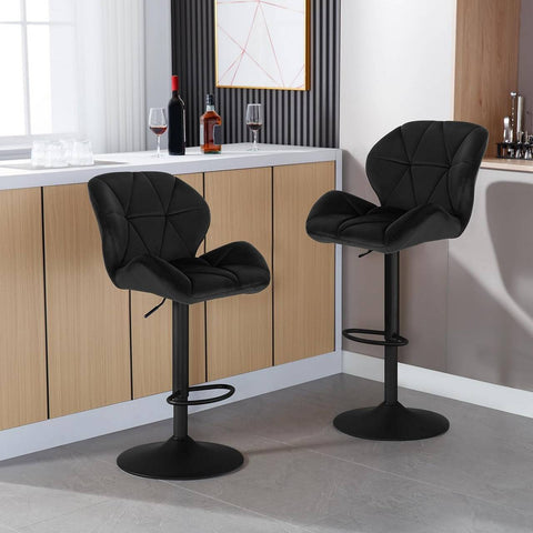 Rootz Bar Stool - Adjustable Bar Chair - Ergonomic Counter Stool - Velvet Comfort, 360° Swivel, Height Adjustable - 50cm x 40cm x 94-116cm