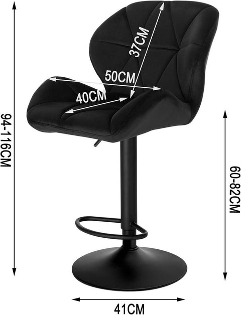 Rootz Bar Stool - Adjustable Counter Chair - Swivel Barstool - Comfortable Seating - Durable Velvet - Stylish Design - 94cm-116cm x 50cm x 40cm