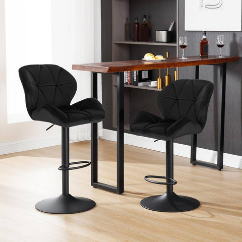 Rootz Bar Stool - Adjustable Counter Chair - Swivel Barstool - Comfortable Seating - Durable Velvet - Stylish Design - 94cm-116cm x 50cm x 40cm