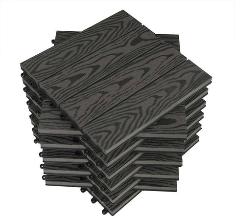 Rootz WPC Click Tiles - Outdoor Flooring - Deck Tiles - Durable, Easy Installation, Low Maintenance - Wood Plastic Composite - 30cm x 30cm x 1.8cm