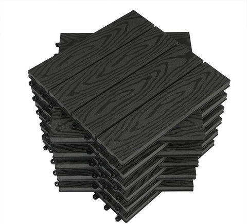 Rootz WPC Terrace Tiles - Decking Tiles - Outdoor Flooring - Weather-Resistant - Easy Installation - Versatile Design - 30x30x1.8 cm