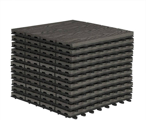 Rootz WPC Click Tiles - Outdoor Flooring - Deck Tiles - Durable, Easy Installation, Low Maintenance - Wood Plastic Composite - 30cm x 30cm x 1.8cm