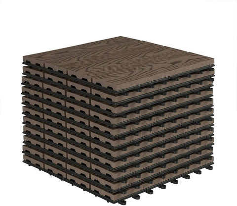 Rootz WPC terrastegels - terrastegels - buitenvloeren - duurzaam, milieuvriendelijk, eenvoudige installatie - 30 cm x 30 cm x 1,8 cm