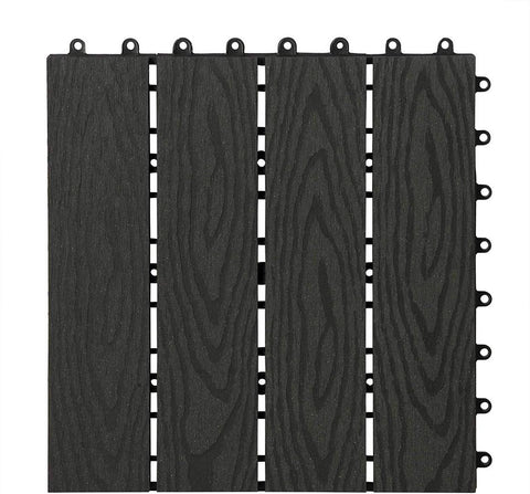 Rootz WPC Terrace Tiles - Decking Tiles - Outdoor Flooring - Weather-Resistant - Easy Installation - Versatile Design - 30x30x1.8 cm