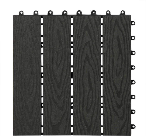 Rootz WPC Terrace Tiles - Decking Tiles - Outdoor Flooring - Weather-Resistant - Easy Installation - Versatile Design - 30x30x1.8 cm
