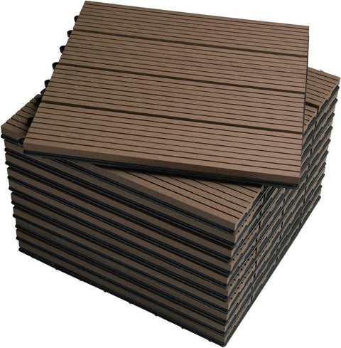 Rootz WPC Click Tiles - Interlocking Tiles - Decking Tiles - Durable, Easy Installation, Low Maintenance - 30cm x 30cm x 2cm