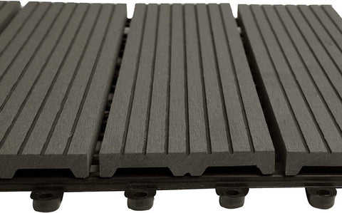 Rootz WPC-kliktegels - Buitenvloeren - In elkaar grijpende tegels - Duurzaam, eenvoudige installatie, weinig onderhoud - 30 cm x 30 cm x 2 cm