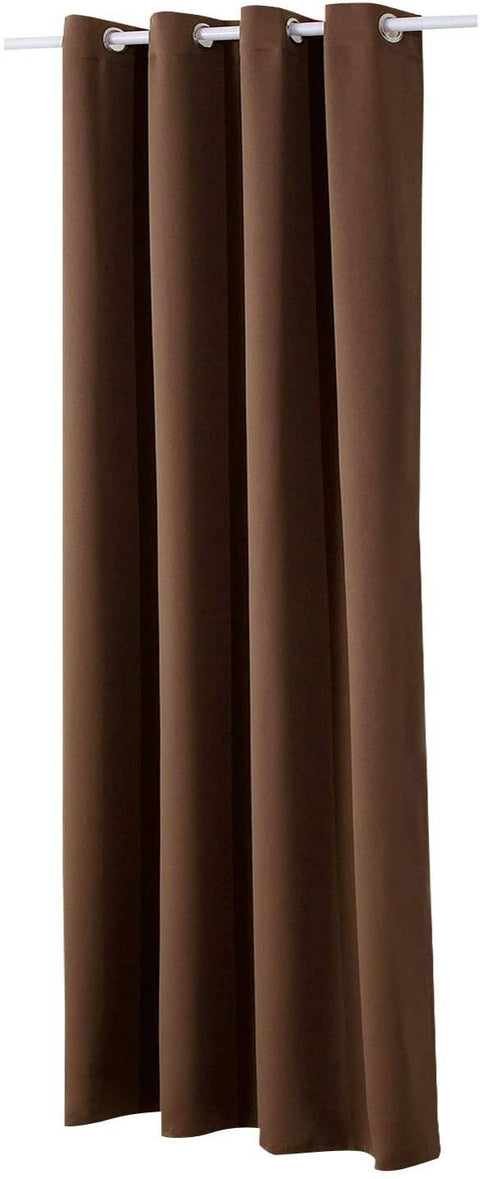 Rootz Brown Eyelet Curtain - Darkening Drapes - Thermal Blackout Curtain - Energy-Saving - 135x225 cm