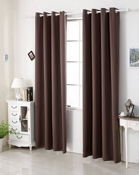 Rootz Brown Eyelet Curtain - Darkening Drapes - Thermal Blackout Curtain - Energy-Saving - 135x225 cm