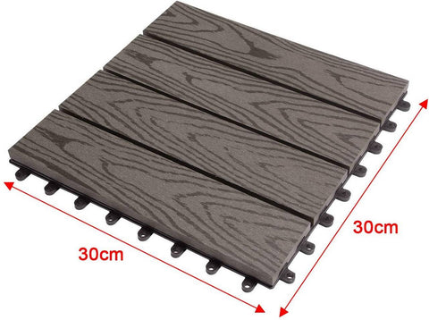 Rootz WPC Click Tiles - Outdoor Flooring - Deck Tiles - Durable, Easy Installation, Low Maintenance - 30cm x 30cm x 1.8cm