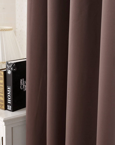 Rootz Brown Eyelet Curtain - Darkening Drapes - Thermal Blackout Curtain - Energy-Saving - 135x225 cm