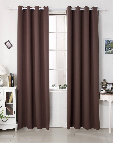 Rootz Brown Eyelet Curtain - Darkening Drapes - Thermal Blackout Curtain - Energy-Saving - 135x225 cm