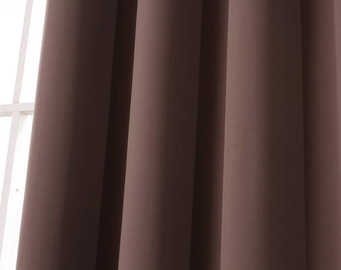 Rootz Brown Eyelet Curtain - Darkening Drapes - Thermal Blackout Curtain - Energy-Saving - 135x225 cm