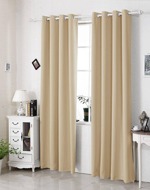 Rootz Eyelet Curtain - Thermal Drapes - Blackout Curtains - Energy-Saving - 135x245cm Brown
