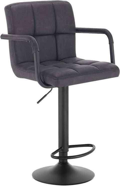 Rootz Bar Stool - Counter Stool - Adjustable Bar Chair - Durable Faux Leather - Ergonomic Design - Stylish Modern Look - Height 90cm-112cm, Seat 51cm x 37cm