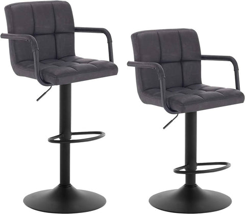 Rootz Bar Stool - Counter Stool - Adjustable Bar Chair - Durable Faux Leather - Ergonomic with Backrest and Footrest - Modern Design - 51cm x 37cm x 90-112cm