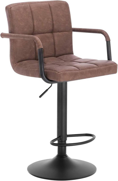 Rootz Bar Stool - Counter Stool - Adjustable Bar Chair - Durable Metal Frame - Ergonomic Design - Stylish Anthracite Dark Brown - 90-112cm x 51cm x 37cm
