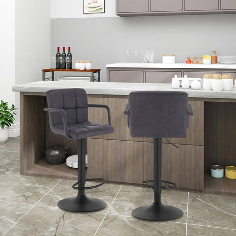 Rootz Bar Stool - Counter Stool - Adjustable Bar Chair - Durable Faux Leather - Ergonomic Design - Stylish Modern Look - Height 90cm-112cm, Seat 51cm x 37cm