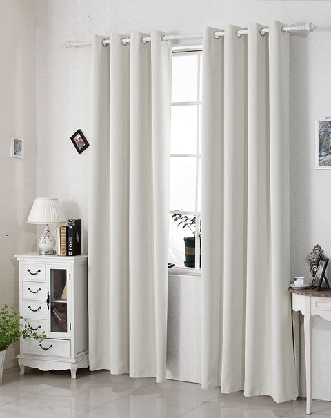 Rootz White Thermal Curtain - Blackout - Sound Reduction - Energy-Efficient - 135x245cm - Durable Polyester Fabric