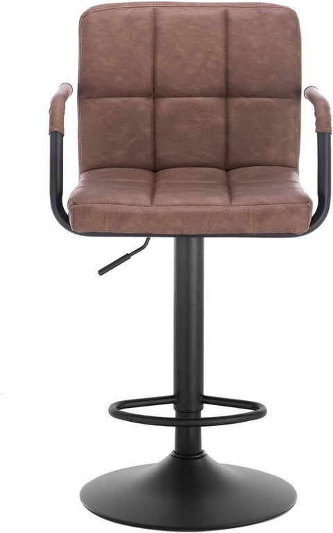 Rootz Bar Stool - Counter Stool - Adjustable Bar Chair - Durable Metal Frame - Ergonomic Design - Stylish Anthracite Dark Brown - 90-112cm x 51cm x 37cm