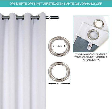 Rootz Thermal Blackout Curtain - Insulating Drape - Eyelet Design - Energy-Saving and Noise-Reducing - White - 135x175cm