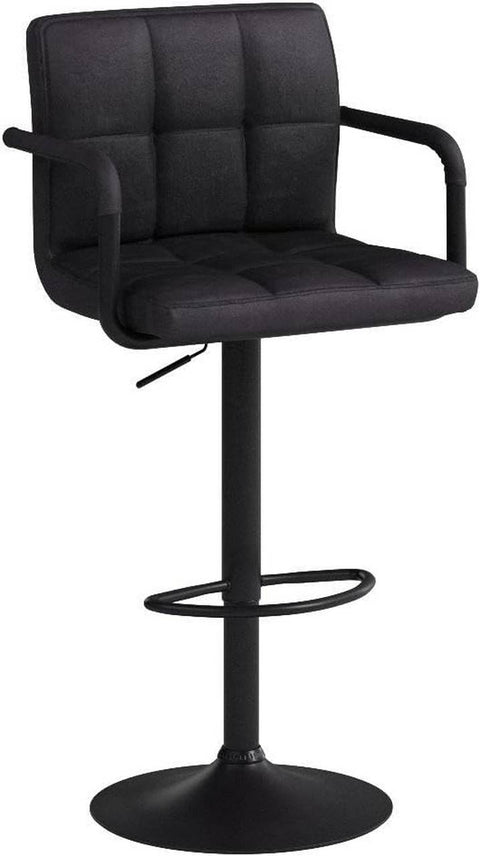 Rootz Bar Stool - Counter Stool - Adjustable Bar Chair - Durable Faux Leather - Ergonomic with Backrest and Footrest - Modern Design - 51cm x 37cm x 90-112cm