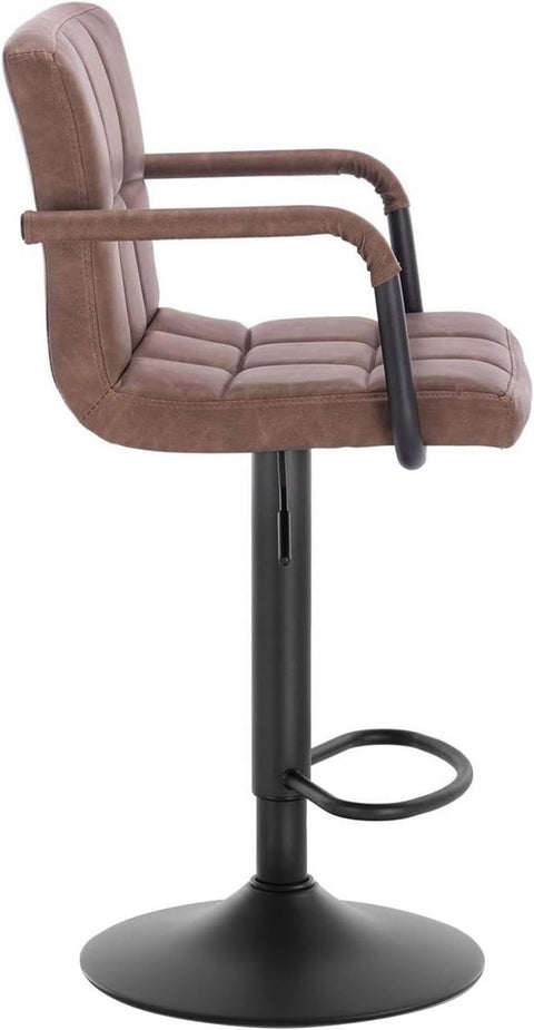 Rootz Bar Stool - Counter Stool - Adjustable Bar Chair - Durable Metal Frame - Ergonomic Design - Stylish Anthracite Dark Brown - 90-112cm x 51cm x 37cm