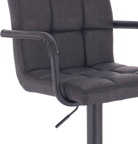 Rootz Bar Stool - Counter Stool - Adjustable Bar Chair - Durable Faux Leather - Ergonomic with Backrest and Footrest - Modern Design - 51cm x 37cm x 90-112cm