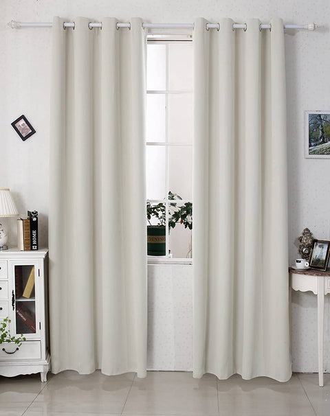 Rootz White Thermal Curtain - Blackout - Sound Reduction - Energy-Efficient - 135x245cm - Durable Polyester Fabric