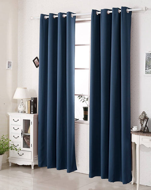Rootz Blue Blackout Curtain - Thermal Drapery - Soundproof Blinds - Energy-Saving - 135x225 cm - 250g/m² - Eyelet Design