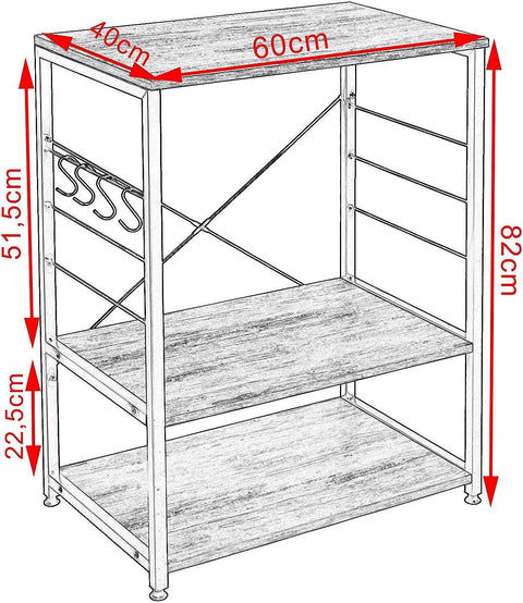 Rootz Multi-Functional Kitchen Organizer - Storage Rack - Shelving Unit - Ample Space - Durable Build - Safety Features - 60cm x 40cm x 82cm