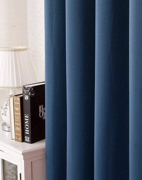 Rootz Blue Blackout Curtain - Thermal Drapery - Soundproof Blinds - Energy-Saving - 135x225 cm - 250g/m² - Eyelet Design