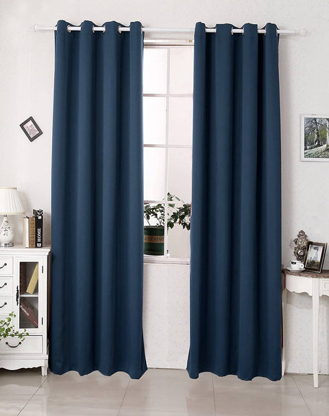 Rootz Blue Blackout Curtain - Thermal Drapery - Soundproof Blinds - Energy-Saving - 135x225 cm - 250g/m² - Eyelet Design