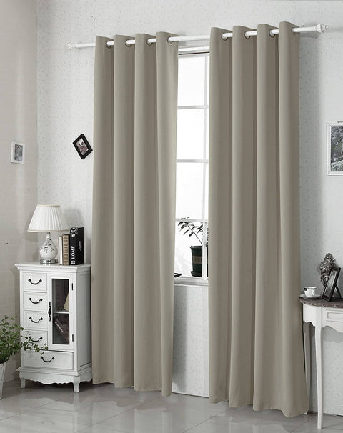 Rootz Eyelet Curtain - Room Darkening Drapes - Energy Efficient Curtains - Thermal Insulation - Brown Color 135x245cm