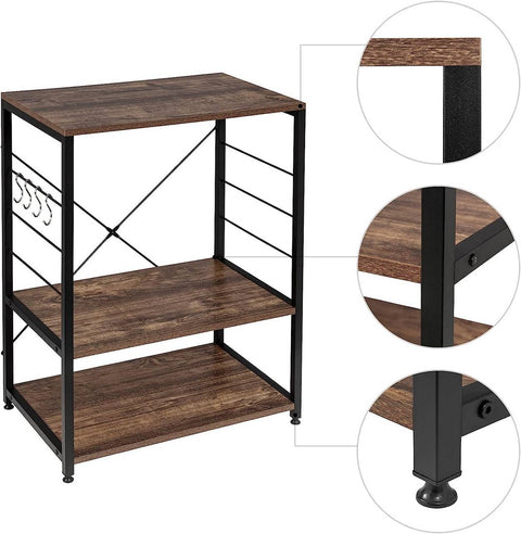 Rootz Multi-Functional Kitchen Organizer - Storage Rack - Shelving Unit - Sturdy & Durable - Enhanced Capacity - Versatile Design - Metal & Wood - 60cm x 40cm x 82cm