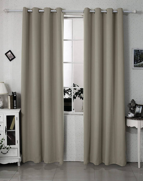 Rootz Thermal Blackout Curtain - Drapery - Energy-Saving Curtain - Blocks Light & Noise - Brown 135x175 cm with Metal Eyelets