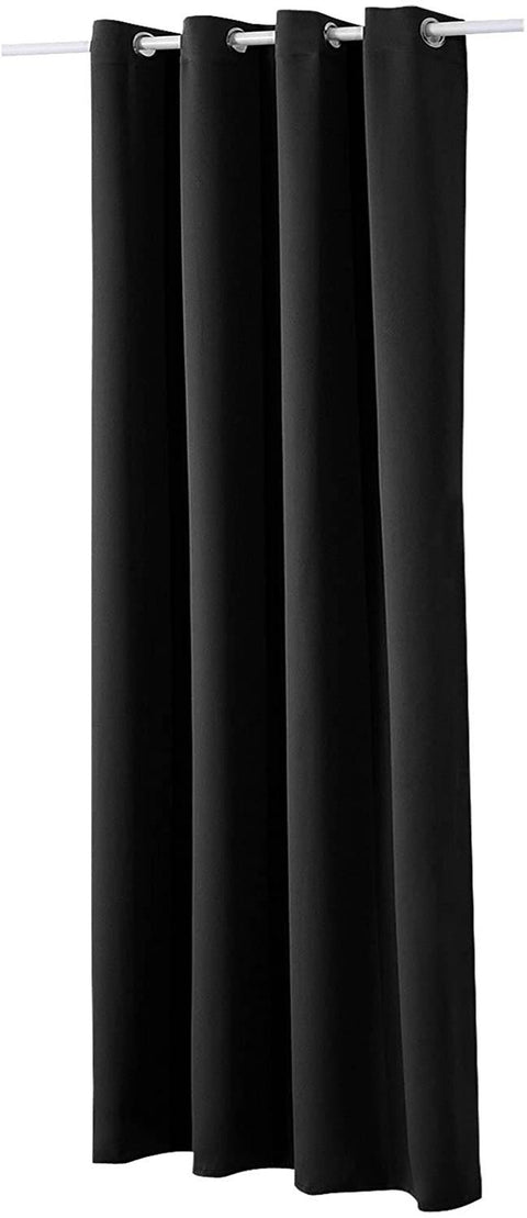 Rootz Black Eyelet Curtain - Darkening Curtains - Energy-Saving Drapes - 90-95% Light Block - 135x245cm