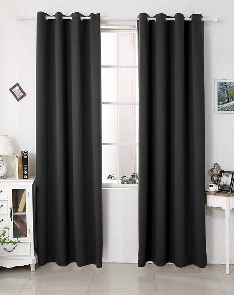 Rootz Black Curtain with Eyelet - Blackout Curtain - Thermal Drapery - Energy-Saving - 135x175 cm