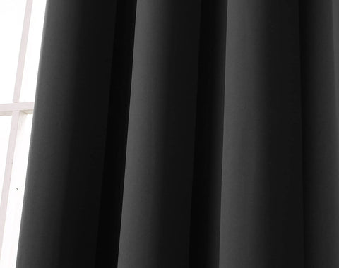 Rootz Black Curtain with Eyelet - Blackout Curtain - Thermal Drapery - Energy-Saving - 135x175 cm