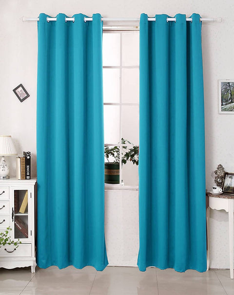 Rootz Blue Eyelet Curtain - Thermal Drapes - Room Darkening - Energy-Saving - 135x175 cm