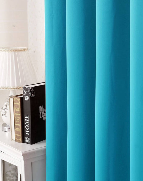 Rootz Blue Eyelet Curtain - Thermal Drapes - Room Darkening - Energy-Saving - 135x175 cm