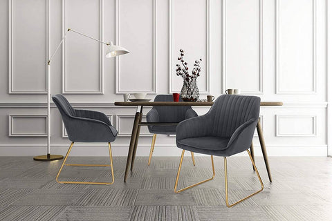 Rootz Velvet Dining Chairs Set - Gold Metal Legs - Elegant Seating - Comfortable, Durable, Versatile - Anti-Slip Floor Protectors - 78.5cm Height - 45cm x 44cm Seat