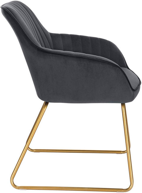 Rootz Velvet Dining Chairs Set - Gold Metal Legs - Elegant Seating - Comfortable, Durable, Versatile - Anti-Slip Floor Protectors - 78.5cm Height - 45cm x 44cm Seat