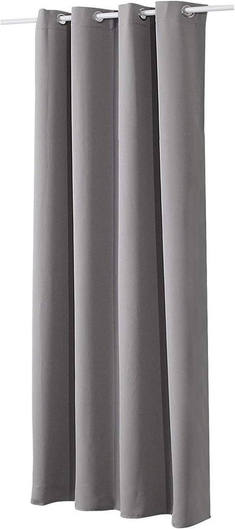 Rootz Grey Eyelet Curtain - Blackout Drapes - Thermal Window Covering - Energy-Saving - 135x245 cm - Easy Care Polyester Fabric