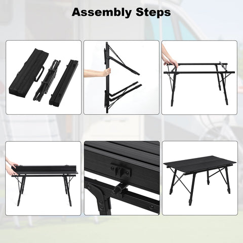 Rootz Ultimate Camping Table - Outdoor Table - Portable Desk - Weatherproof, Adjustable Height, Lightweight - 52.2cm x (45cm - 72cm) x 90cm
