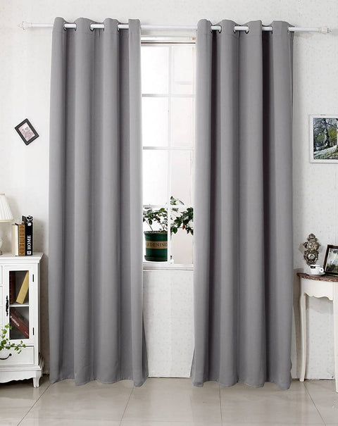 Rootz Grey Eyelet Curtain - Blackout Drapes - Thermal Window Covering - Energy-Saving - 135x245 cm - Easy Care Polyester Fabric